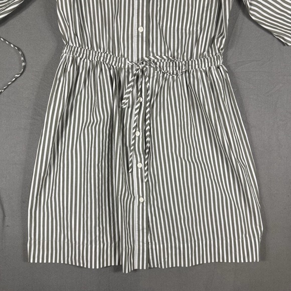 LOFT Striped Poplin Shirtdress Size 6 Tie Waist Mini Cotton - Picture 7 of 14
